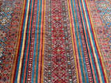 Full Room Size Shawl Design Hand Knotted Afghan Super Kazak Rug 276x182cm Shoprug