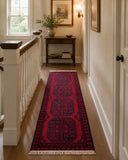 Wool Handmade Afghan Aqcha Narrow Runner Rug 143x48cm