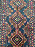 Pure wool tribal hand knotted vintage Afghan Balouchi rug 2x1.1m Perth