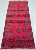 Pure Wool Hand Knotted Tribal Afghan Kunduz Hall Runner Rug 180x81cm Adelaide