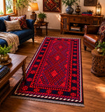 Pure Wool Tribal Hand Woven Afghan Maymaneh Kilim Rug 191x98cm