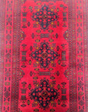 Pure wool tribal hand knotted Afghan Kunduz rug 198x121cm shoparug