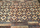 Patterned Afghan kilim rug rug with geometric design in various colors