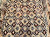 Large room size wool hand woven vintage Afghan Meymaneh kilim rug 360x255cm