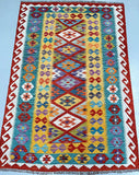 Boho Wool Hand Woven Afghan Aryana Kilim Rug 185x126cm Perth
