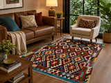 Pure Wool Hand Woven Tribal Afghan Meymaneh Kilim Rug 198x152cm