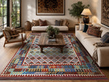 Almost square large room size wool handmade Afghan Waziri kilim rug 3x2.7m Australia