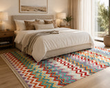 Large room size pure wool contemporary handmade Afghan Kyber kilim rug 3.4x2.5m Australia