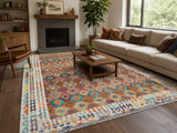 Massive room size wool hand woven Afghan Kyber kilim rug 5x3m