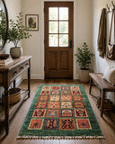 Lambs wool green tone garden design handmade Afghan super Kazak rug 147x90cm Prth
