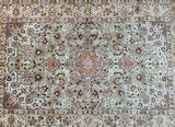 Masterpiece wool and silk on silk handmade Persian Isfahan rug 1.6x1m