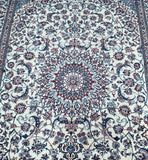Fine quality large room size silk inlaid handmade Persian Nain rug 3.6x2.5m