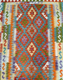 Pure Wool Hand Woven Tribal Afghan Aryana Kilim Rug 198x154cm