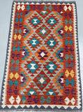Boho Wool Hand Woven Afghan Kyber Kilim Rug 178x115cm Perth