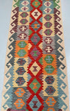 Pure Wool Hand Woven Afghan Waziri Kilim Hall Runner Rug 245x81cm