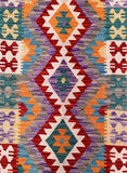 1.9m Long Boho Hand Woven Afghan Waziri Kilim Hall Runner Rug