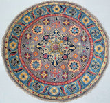 Coffee Table Size Authentic Hand Knotted Afghan Kazak Round Rug