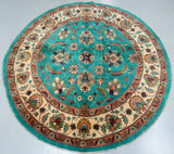 Room Size Pure Wool Hand Knotted Afghan Chobi Round Rug 2x2m