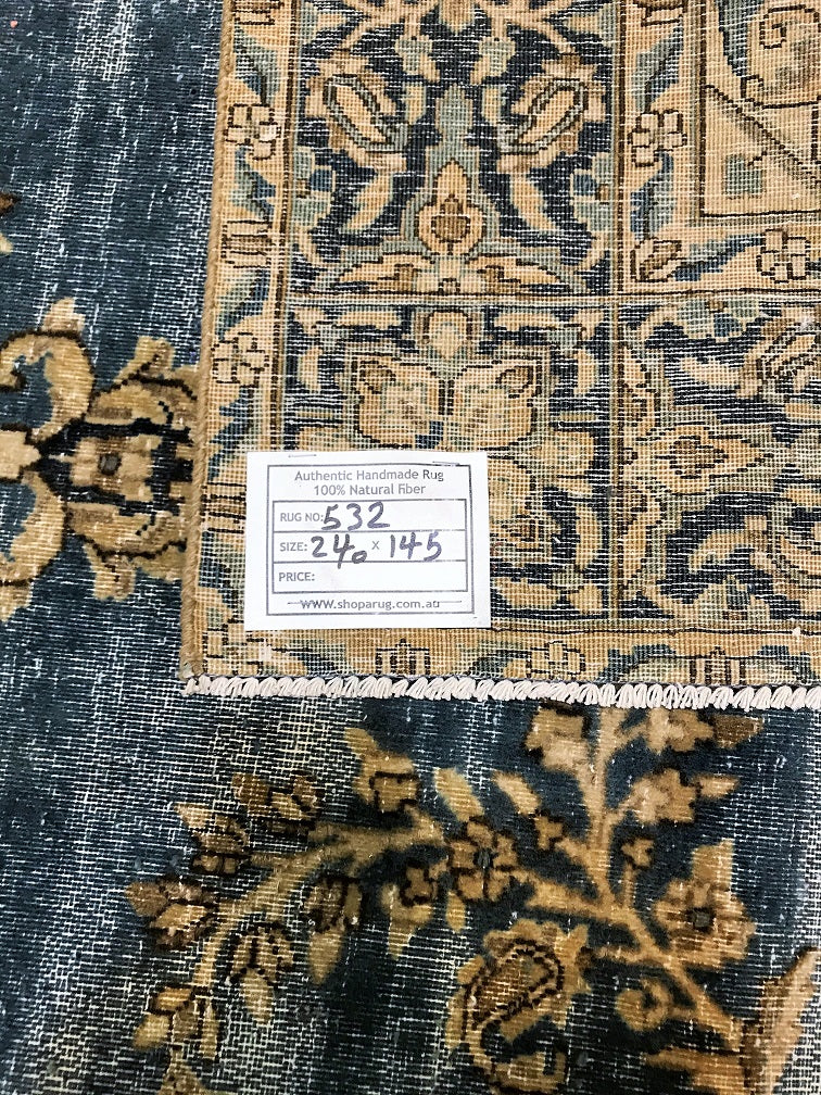 2.4x1.5m Over Dyed Vintage Kerman Rug