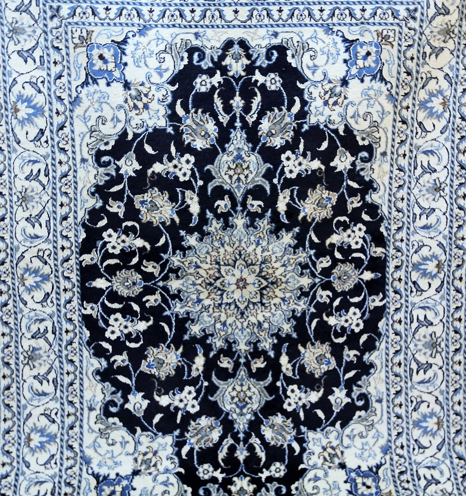 2x1.5m Indigo Tone Nain Persian Rug