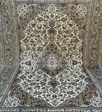 3.6x2.5m Beige Persian Kashan Rug
