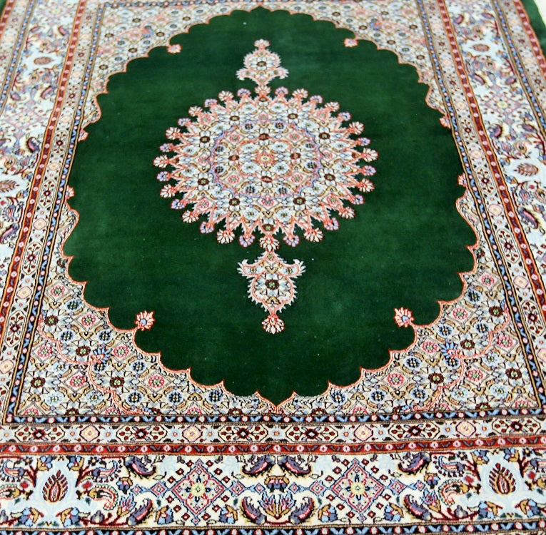 1.9x1.5m Emerald Green Birjand Persian Rug