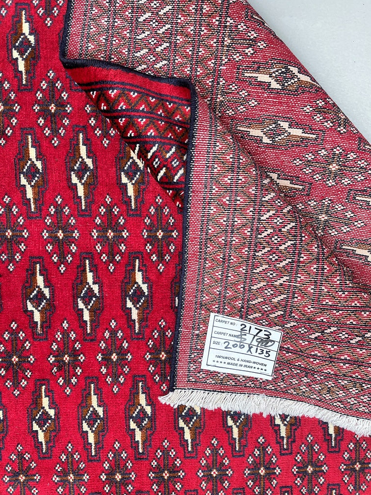 2x1.35m Vintage Bokhara Turkoman Rug