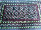 1.5x1m Turquoise Roshnai Afghan Rug - shoparug