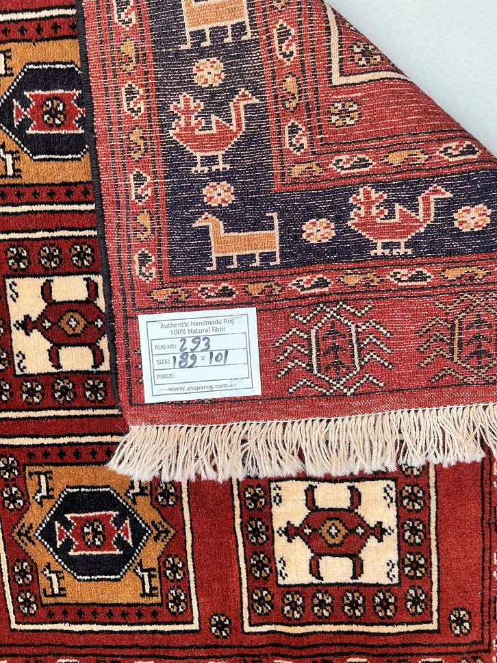 2x1m Tribal Quchan Persian Rug