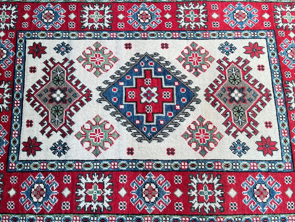 1.25x0.8m Tribal Afghan Kazak Rug