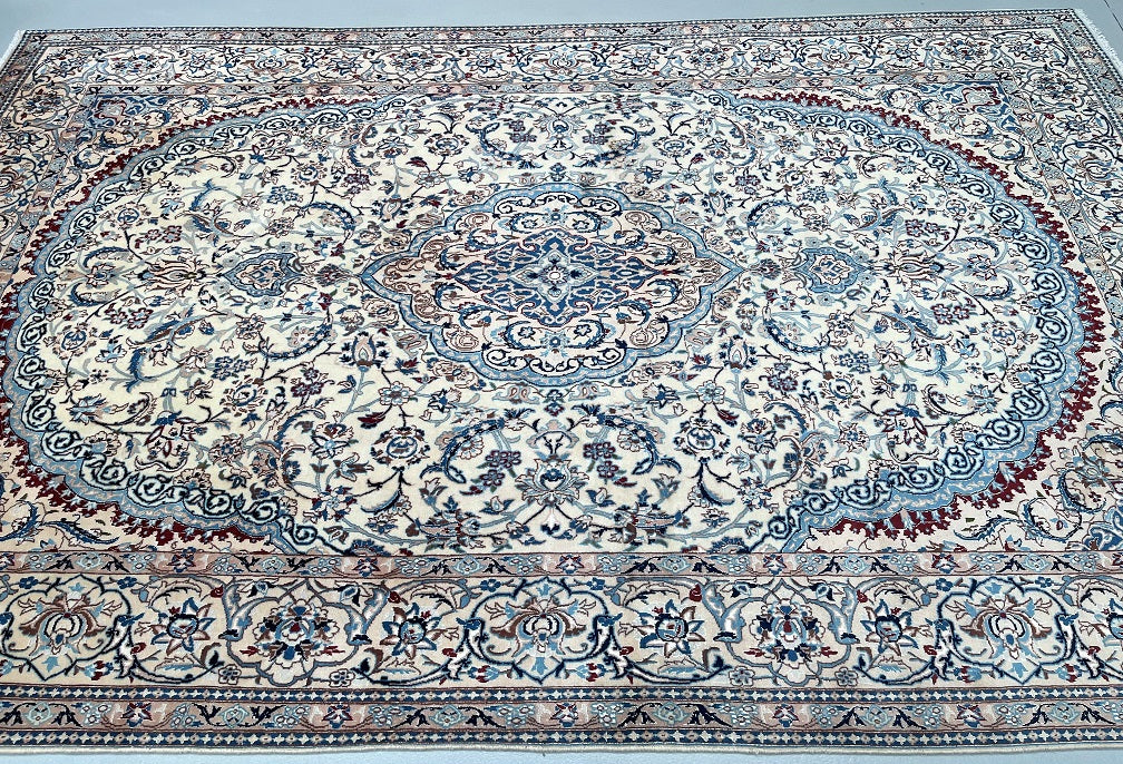 3.4x2.2m Persian Nain rug | Wool and Silk Handmade Oriental Rug – shoparug
