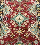 1.5x1m Tribal Afghan Kazak Rug