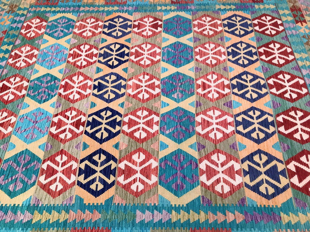 Boho Afghan Kyber Kilim Rug 3x2.5m
