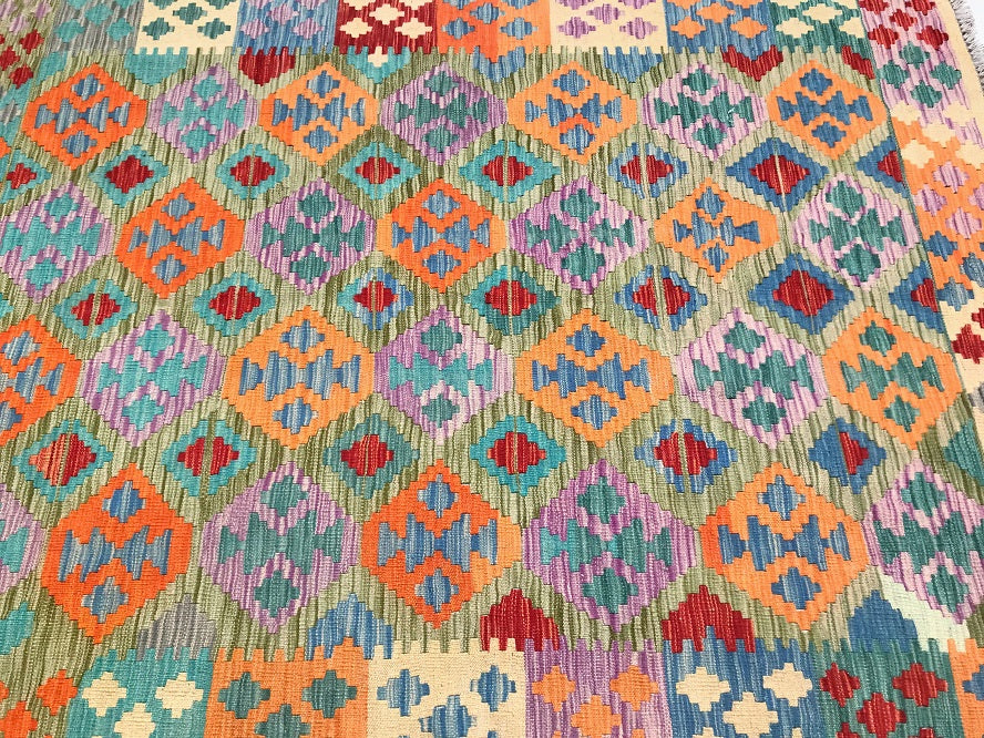 Boho Afghan Kyber Kilim Rug 2.1x1.6m