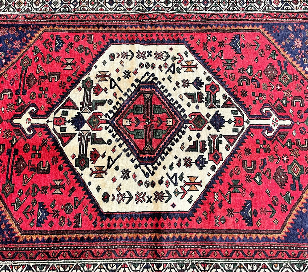 Village Persian Khamseh Rug 2x1.4m