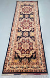 2.8m long Merino wool handmade Afghan Roshnai hall runner rug