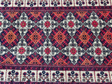 3m long Merino wool hand knotted Afghan Roshnai hall runner rug
