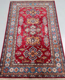 Fine lambs wool Caucasian design handmade Afghan royal Kazak rug 188x123cm Australia