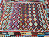 Large room size wool hand woven Afghan Boho Waziri kilim rug 307x267cm Australia