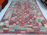 Boho Afghan Kyber Kilim Rug 3.5x2.5m