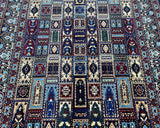 Full room size compartment design handmade Afghan Roshnai rug 302x197cm