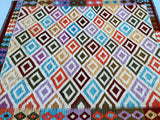 Vibrant tone woolen handmade Afghan Kyber kilim rug 1.9x1.6m Australia