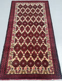Pure wool tribal hand knotted Persian Balouchi rug 1.9x1m Australia