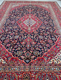 Large room size handmade vintage Persian Kashan rug signed 340x255cm