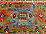 Woolen geometric tribal design handmade Persian Khamseh rug 2x1.25m