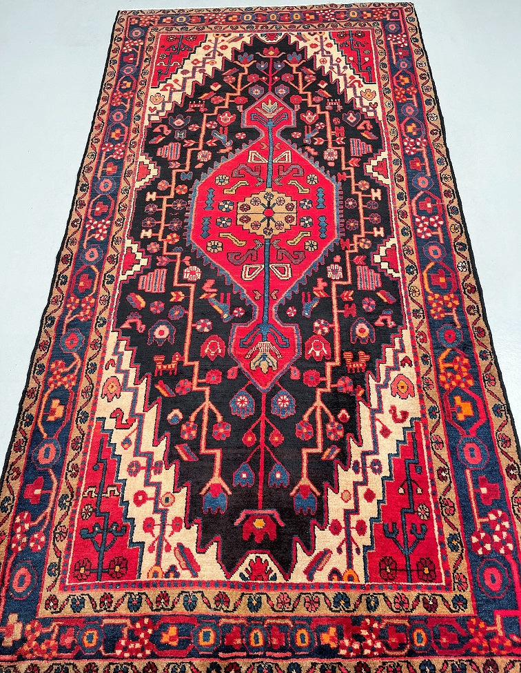 Full room size wool handmade vintage Persian Tuserkan rug 3x1.6m