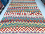 Large room size pure wool contemporary handmade Afghan Kyber kilim rug 3.4x2.5m At Persian Rug Warehouse WA in Perth.